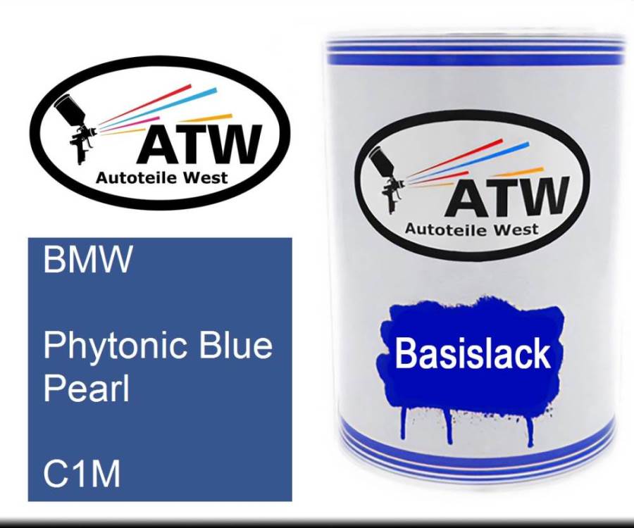 BMW, Phytonic Blue Pearl, C1M: 500ml Lackdose, von ATW Autoteile West.